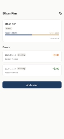 GiftLedger - Gift Money Ledger iPhone screenshot