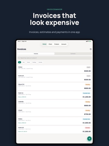 Simple Invoice Studio Pro iPad screenshot