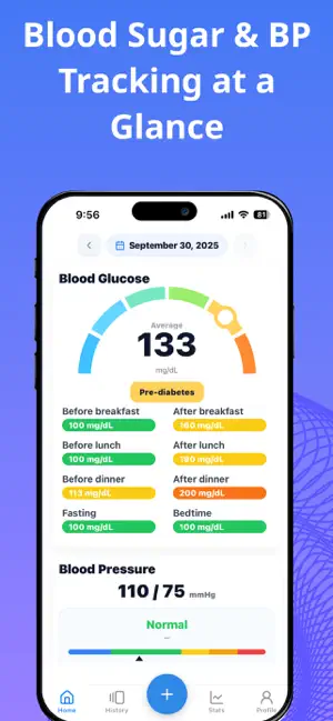 Blood Sugar & BP - GluPulse screenshot 1
