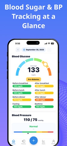 Blood Sugar & BP - GluPulse iPhone screenshot 1
