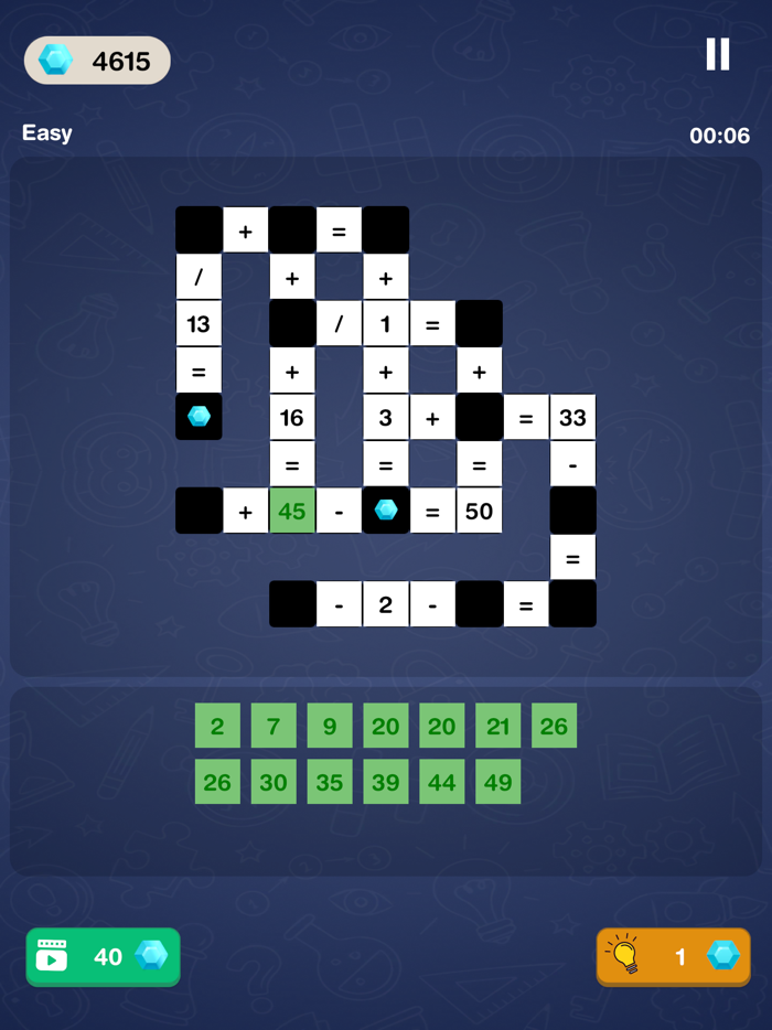 Math Puzzle Game - Crossword