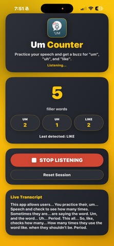Um Uh Counter iPhone screenshot