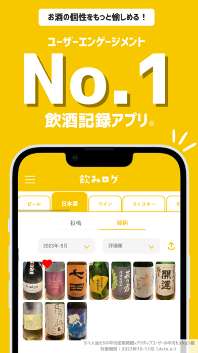 飲みログ：日本酒、ビール、ウイスキー、焼酎、ワインの飲酒記録 app screenshot