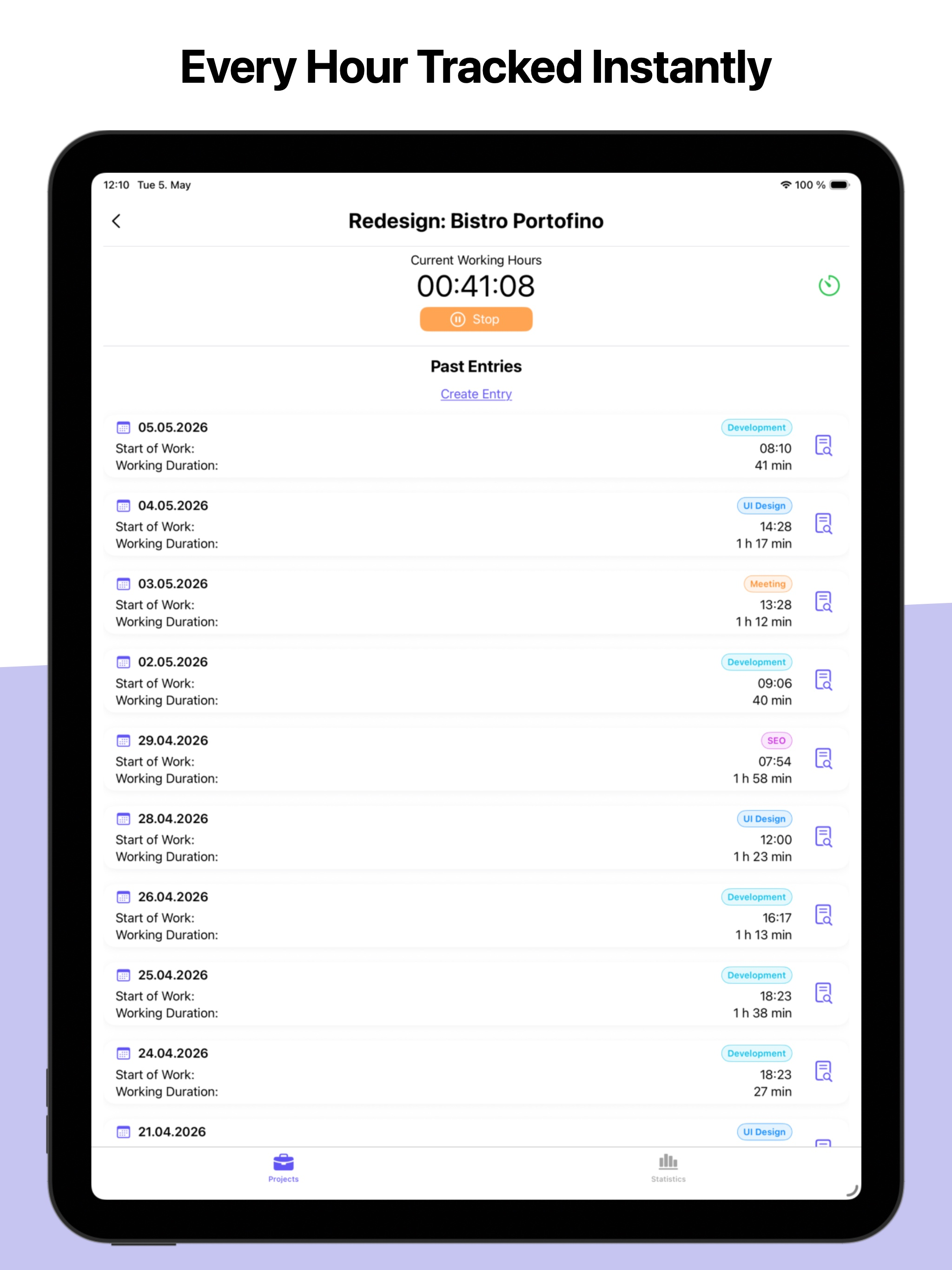 Project Time Tracker: Hours screenshot 8