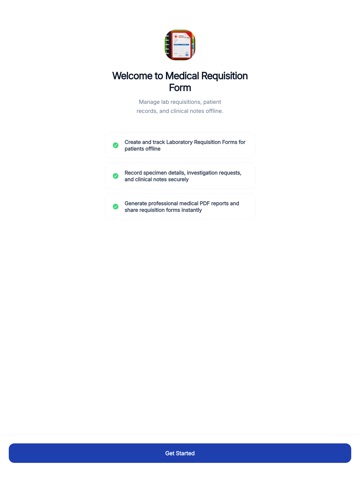 Medical Requisition Form iPad screenshot