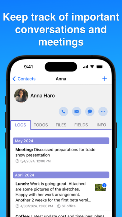 Screenshot #1 pour Contacts Journal CRM