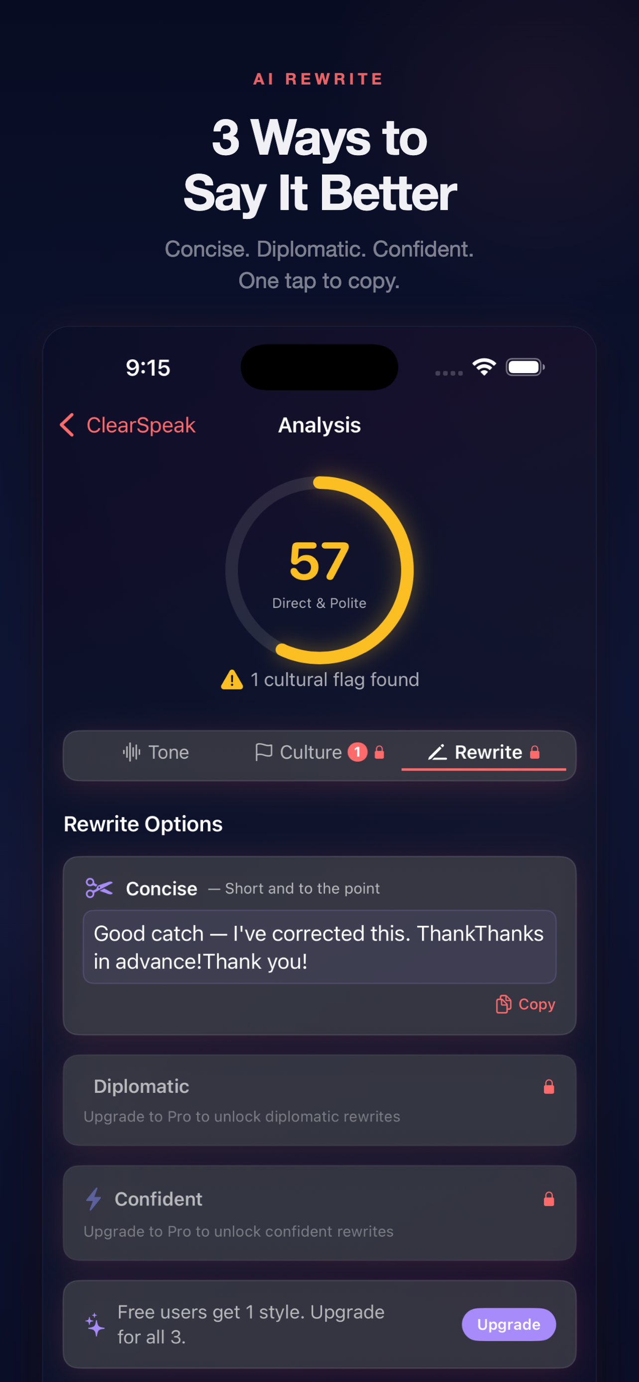 ClearSpeak - Tone & Email AI