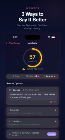 ClearSpeak - Tone & Email AI iPhone screenshot