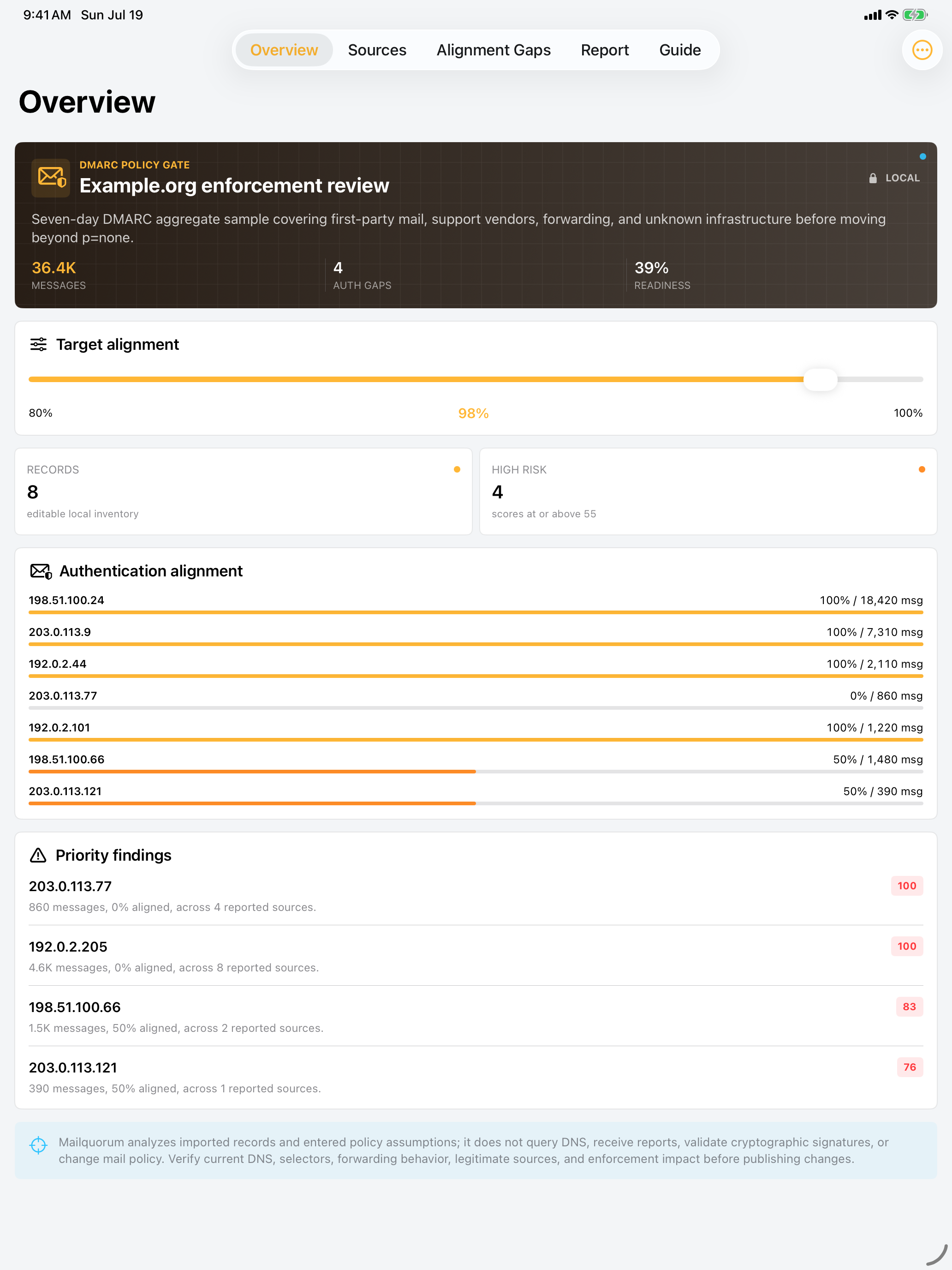 Mailquorum: Email Auth iPad screenshot 1 of 4