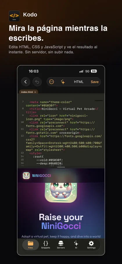 Capture d'écran 3 sur 6 de Kodo: AI Code Editor & IDE