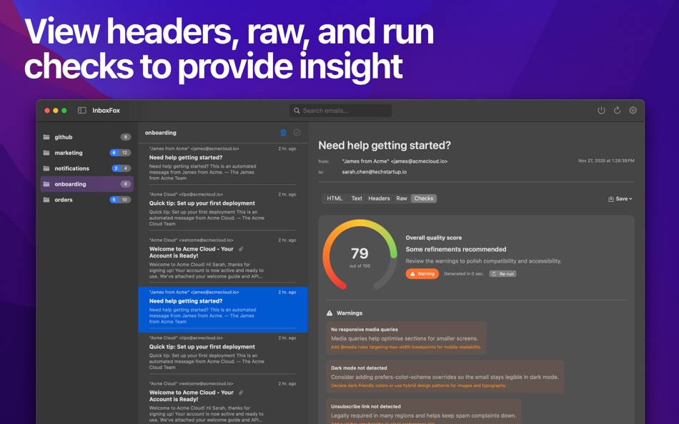 #2. InboxFox - Local Email Tester (macOS) Göre: Andrew Miller