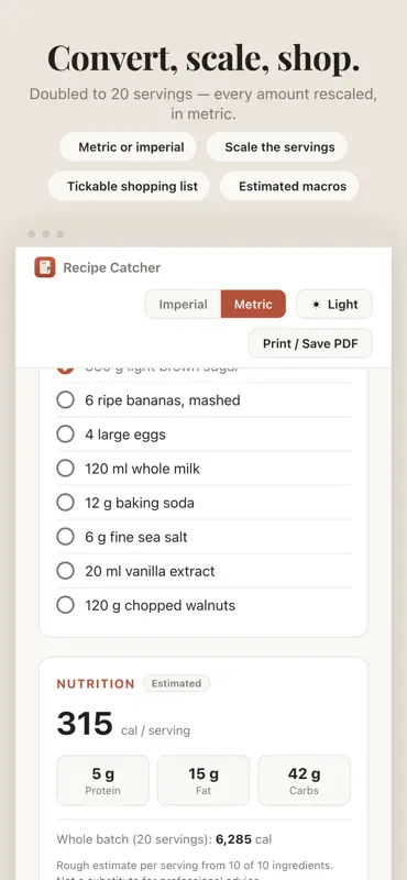 Recipe Catcher: Clean Recipes screenshot 1 of 3