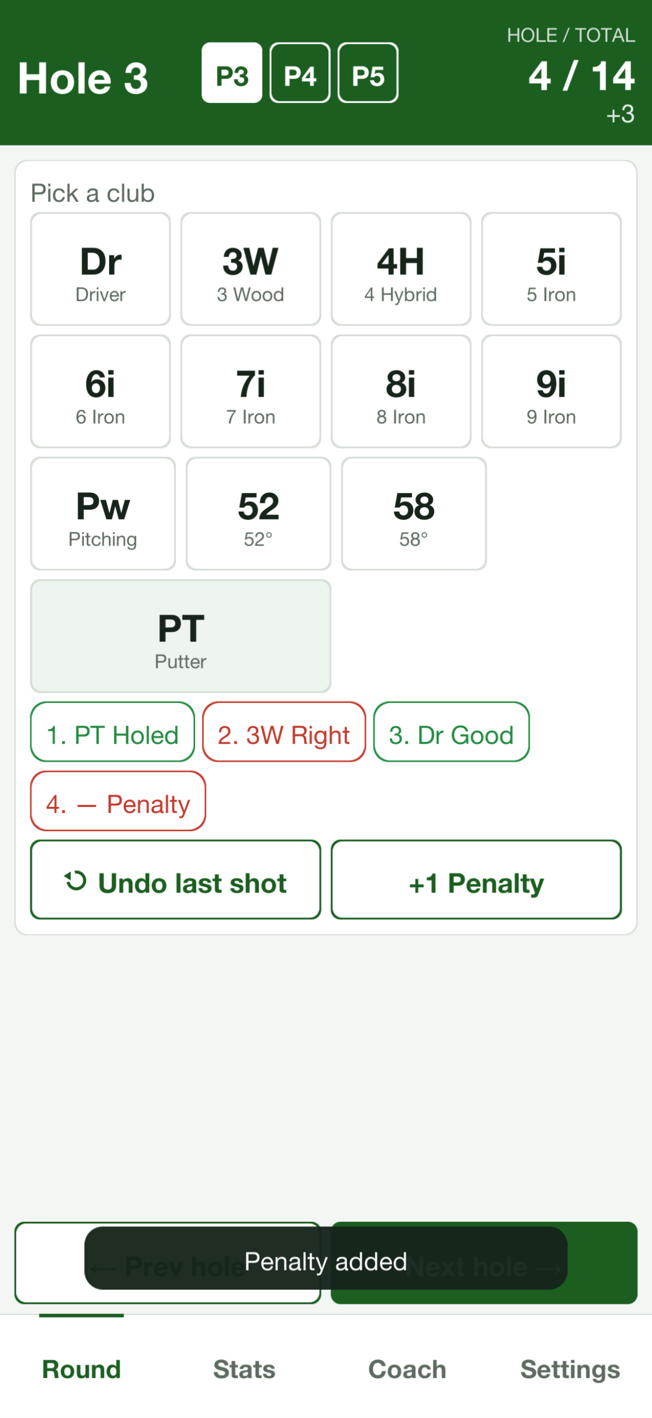 GolfStroke Shot Log screenshot 3