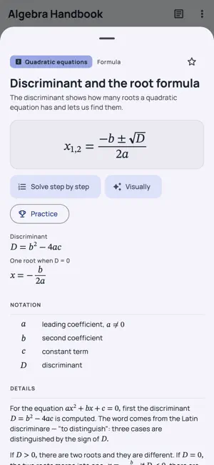 Algebra Handbook screenshot 2