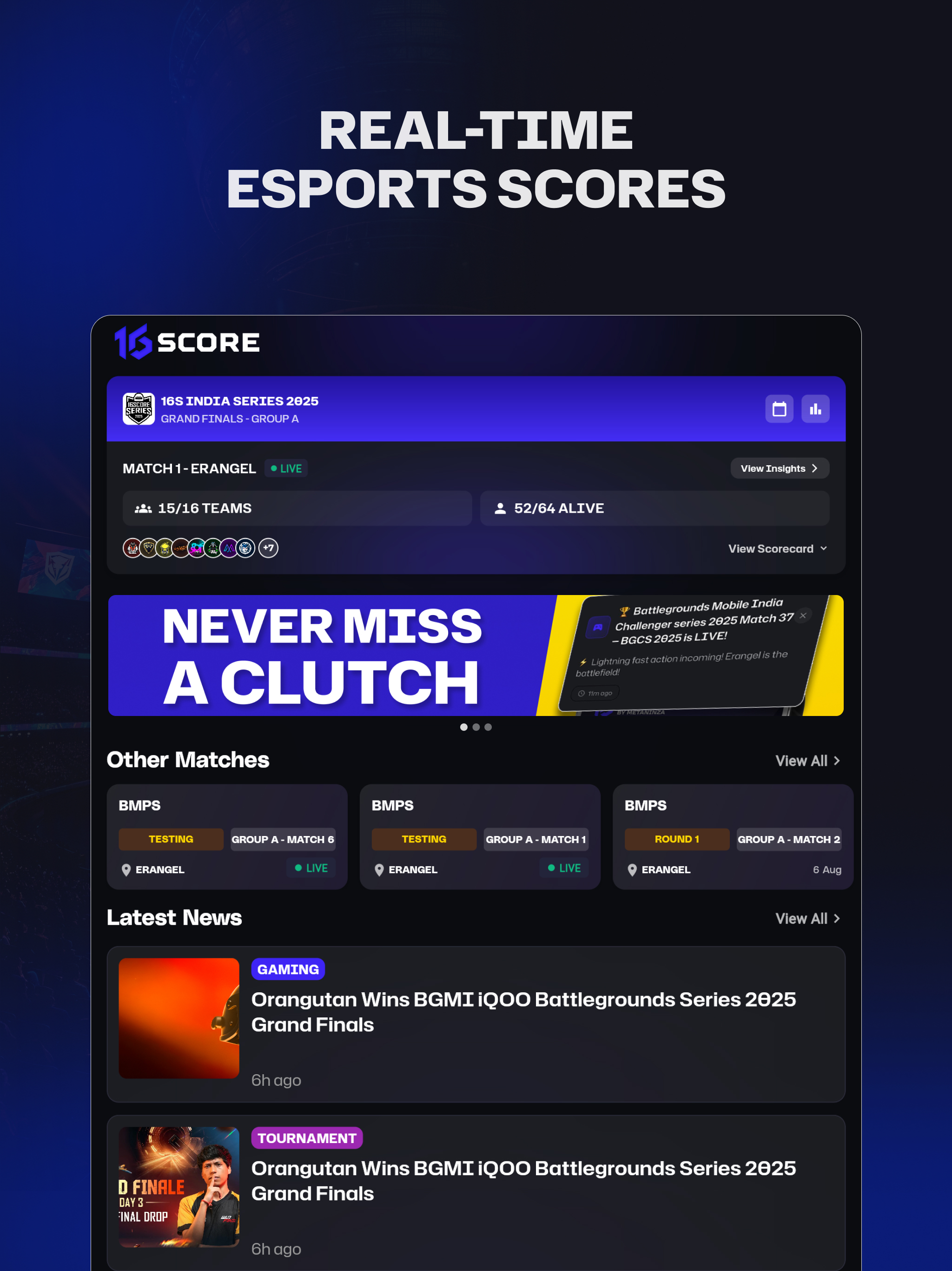 16Score - Live Esports Scores screenshot 7
