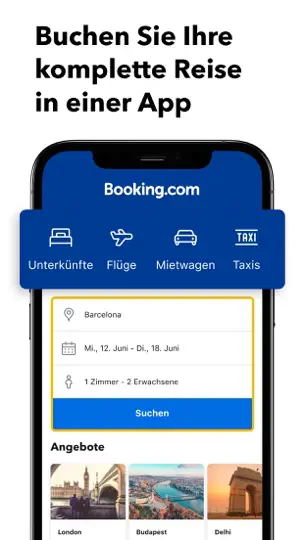 Screenshot von Booking.com: Hotel Angebote auf dem iPhone 1