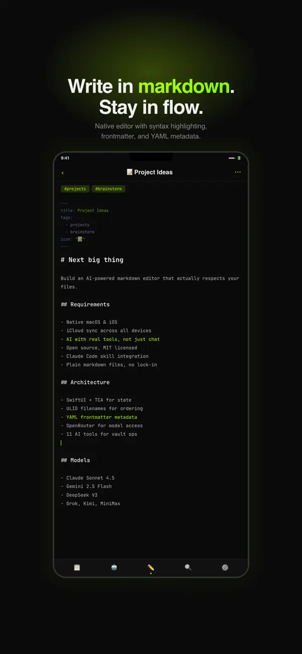Screenshot #2 pour Hashy - AI Markdown Editor