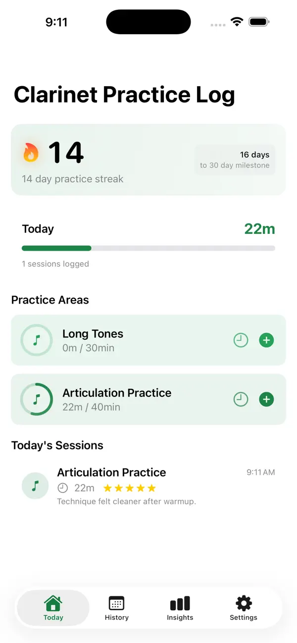 Screenshot #1 pour Clarinet Practice Log