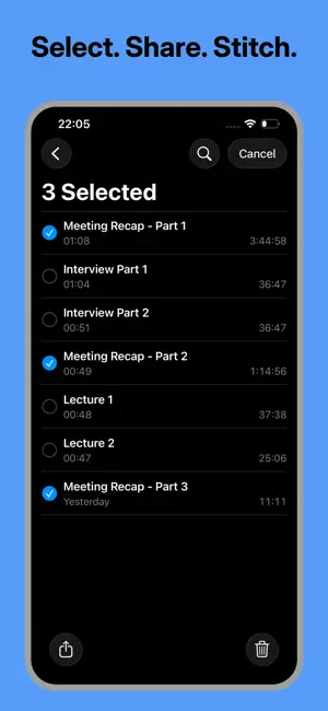 Merge Voice Memos: StitchMemos screenshot 1