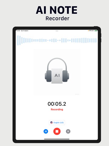 AI Note Taker from Audio: Rec+ iPad screenshot