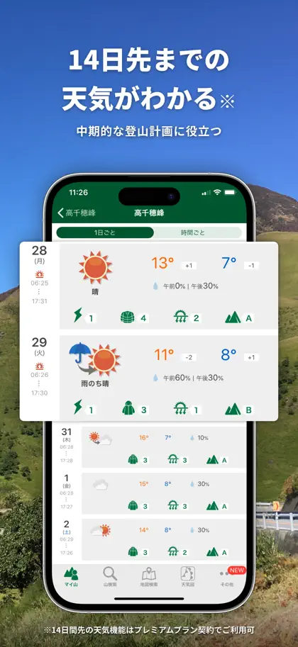 Screenshot 4 von 6 zu tenki.jp 登山天気 日本気象協会公式 山の天気予報