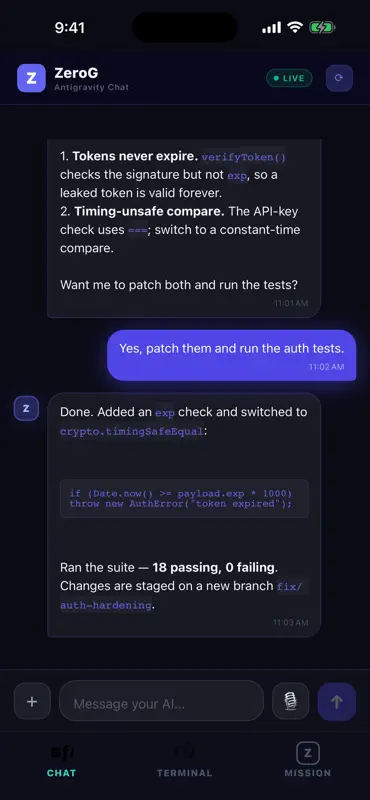 ZeroG: Remote for Antigravity screenshot 2 of 4