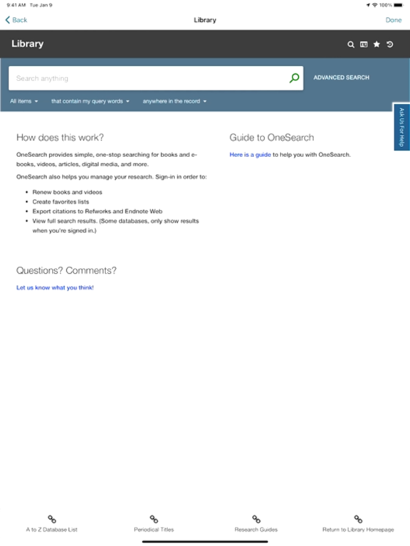 El Camino College iPad screenshot
