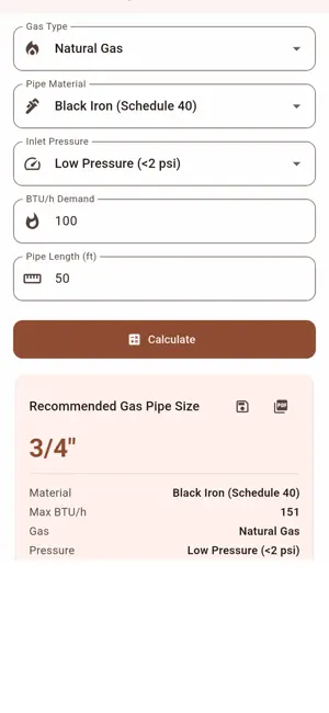 Gas Pipe Sizing Plumb screenshot 2