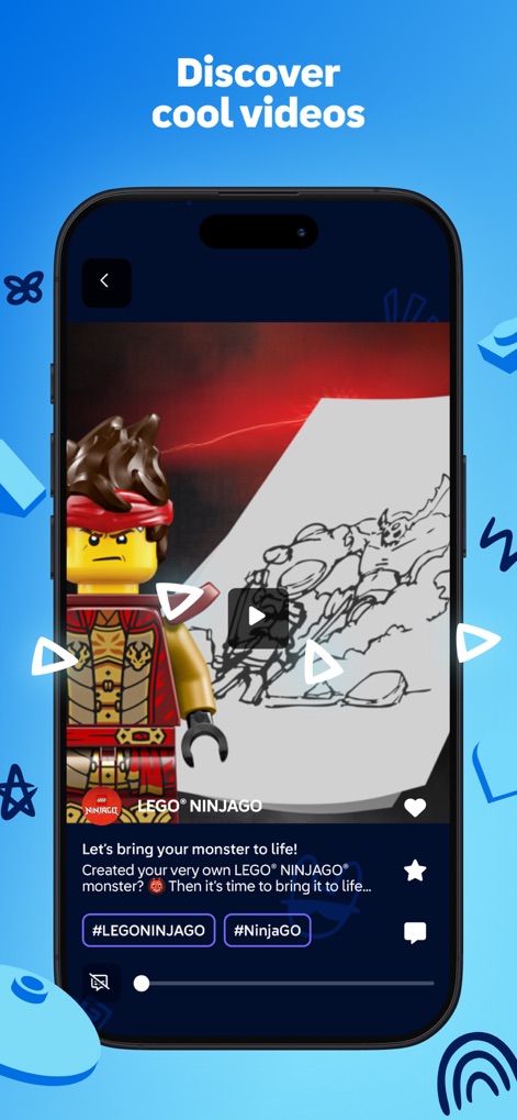 LEGO® Play - Explore a rich library of captivating video content, such as LEGO Ninjago stories, and use hashtag exploration to find inspiring ideas.