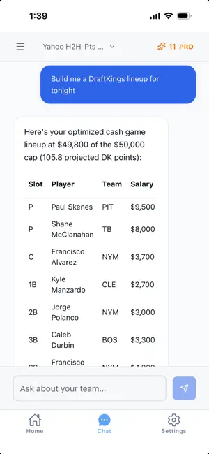 Oddsmyth: Fantasy Sports AI screenshot 3