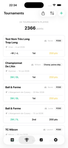 Padel Tracker App iPhone screenshot