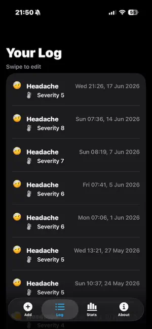 Migraine Tracker Light screenshot 2