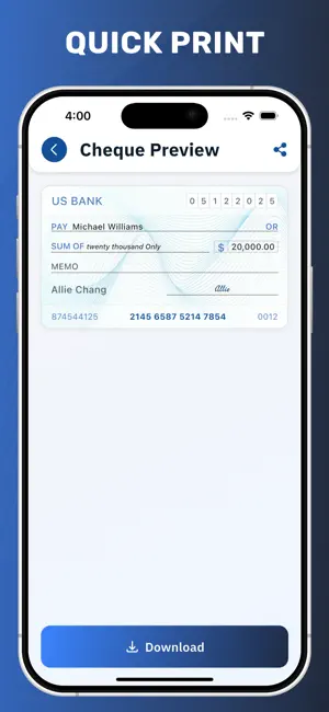 Cheque Writer & Printer screenshot 1
