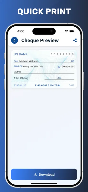 Cheque Writer & Printer screenshot 1 of 5