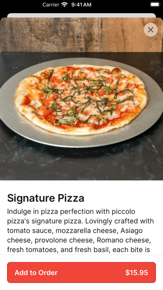 Piccolo Pizza & More iPhone screenshot 4 - Food & Drink app