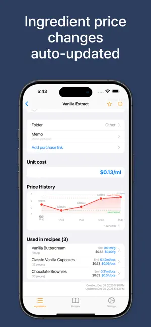 KitchenCost - Recipe Costing iPhone screenshot 3