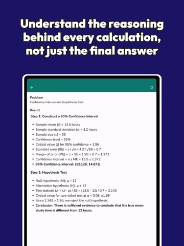 Statistics Problem Solver iPad screenshot