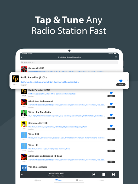 Radio Tuner - Live FM Stations iPad screenshot 4 - Music app