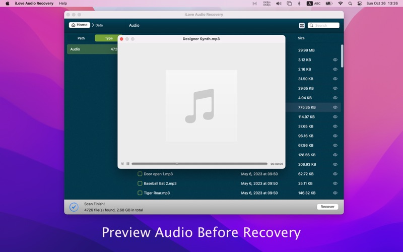 Screenshot #1 pour iLove Audio Recovery
