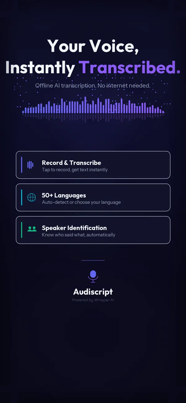 #1. Audiscript (iOS) By: METE ERDAL KOROGLU