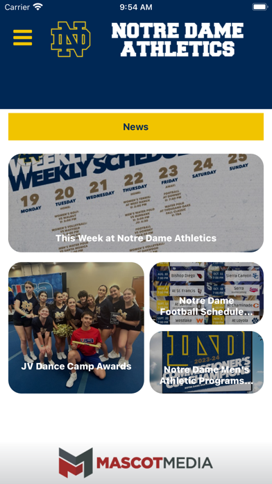 Notre Dame Knights Athletics Screenshot