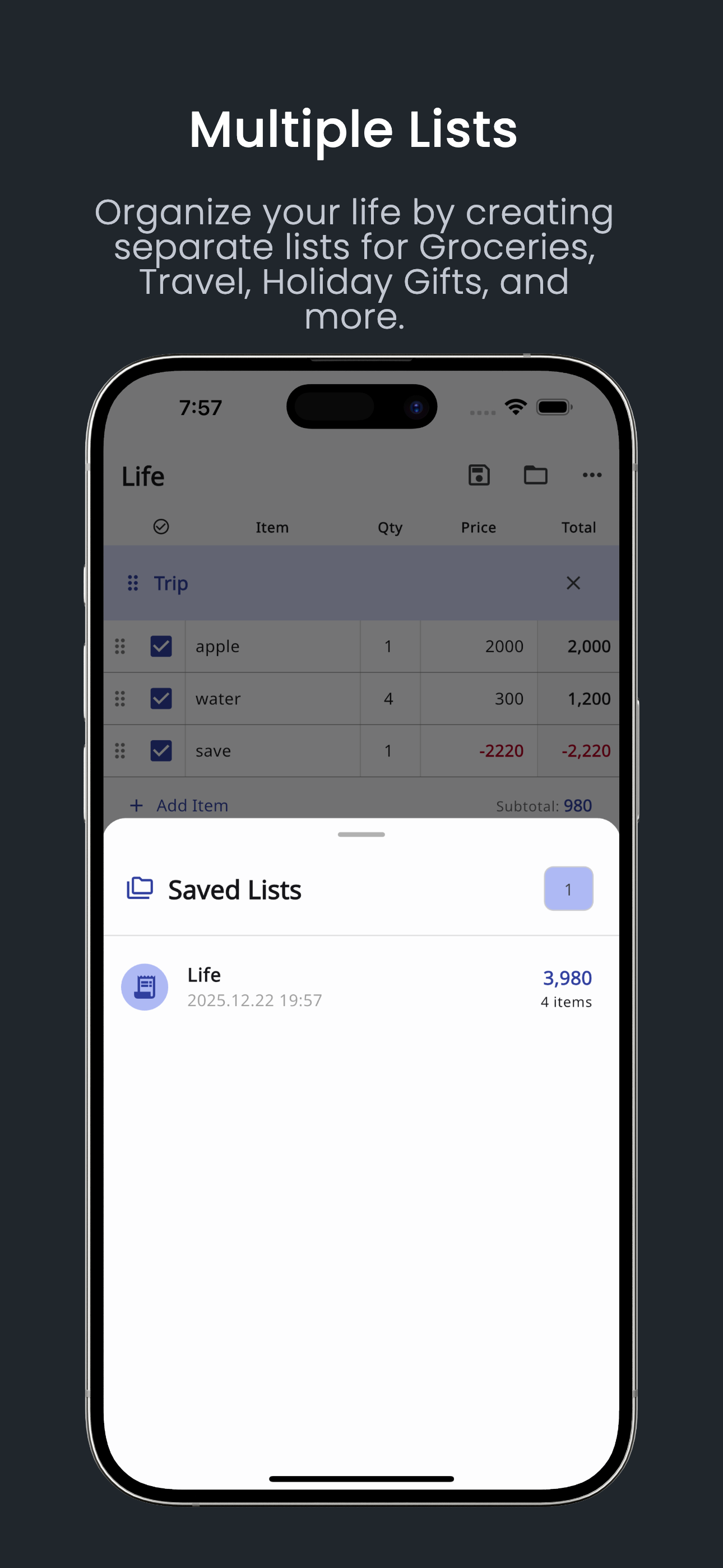 List Calc - Shopping & Budget screenshot 4