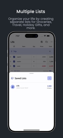 List Calc - Shopping & Budget screenshot