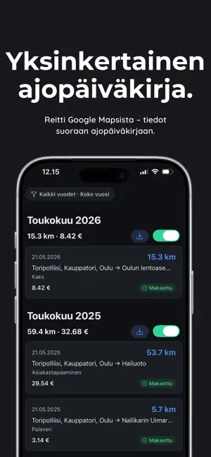 Kilometri – Ajopäiväkirja screenshot 1