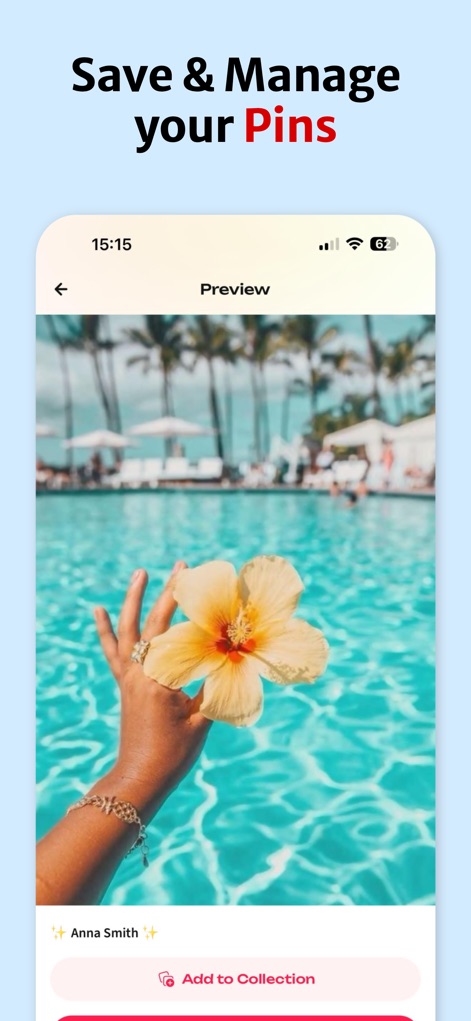 PinSaver :  Video Saver - This tool provides a clear visual preview of your saved pins and offers seamless integration with the 'Add to Collection' feature.