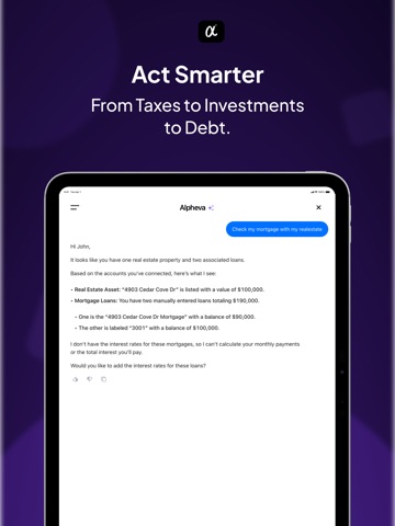 Alpheva AI: Financial Advisor iPad screenshot
