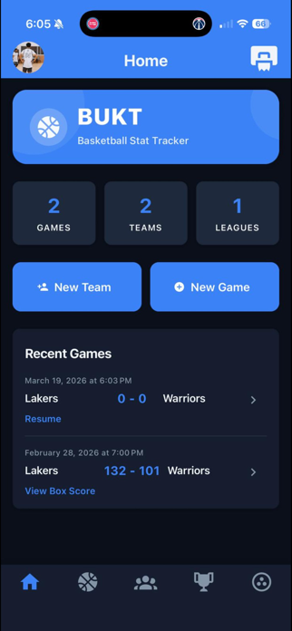 BUKT - Basketball Stat Tracker Screenshot 1 of 6