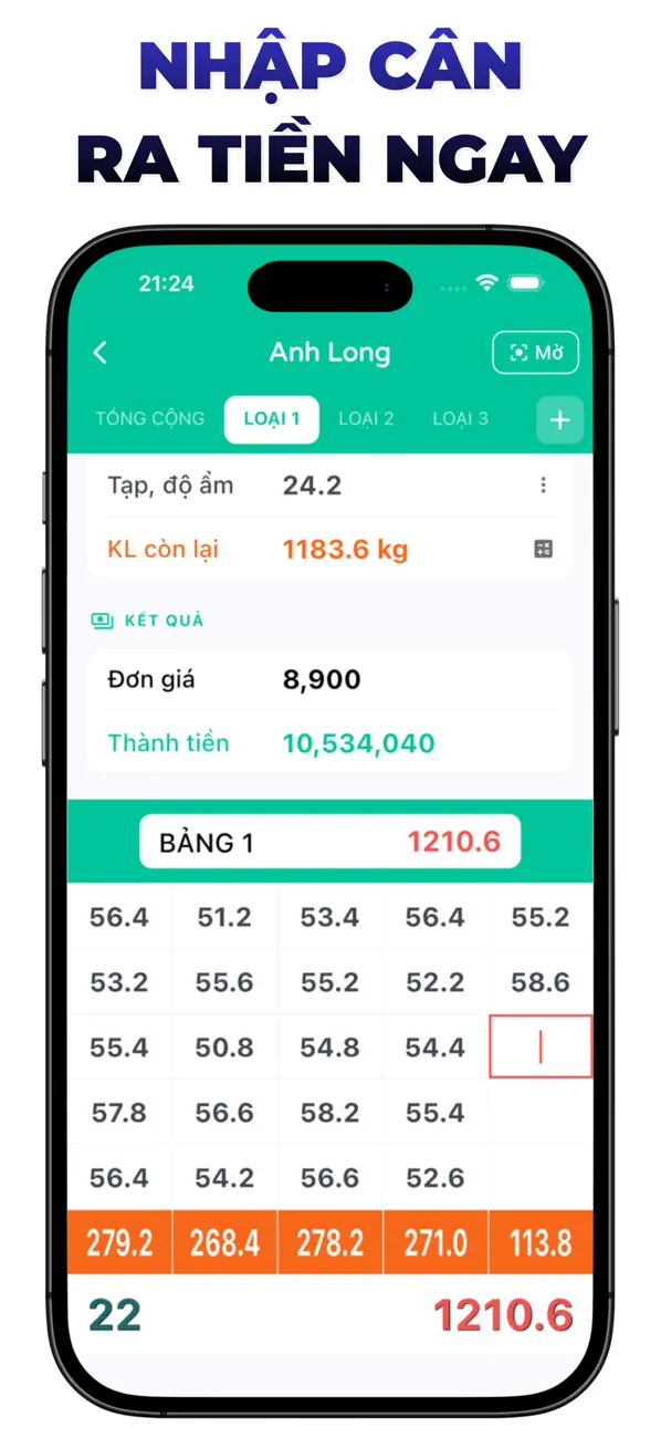 Screenshot #1 pour Cân Nông: Ghi Lúa & Nông Sản