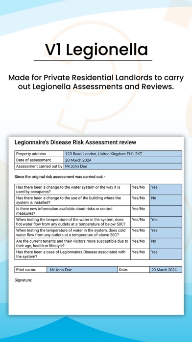 Legionella Checks & Compliance Screenshot