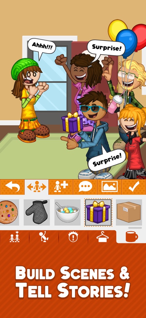Papa Louie Pals - Users can craft elaborate scenarios by positioning multiple Pals and integrating expressive word bubbles, enhancing their digital storytelling.
